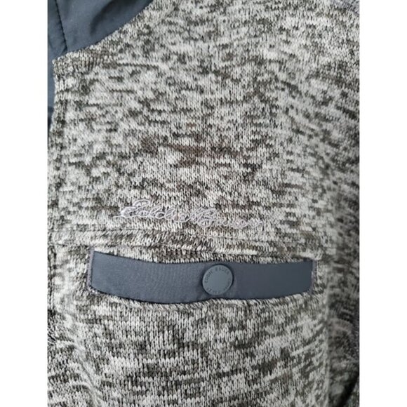 Eddie Bauer Gray 1/4 Zip Pullover Mock Neck Sweater Fleece Lined Size L Layer - Picture 3 of 12